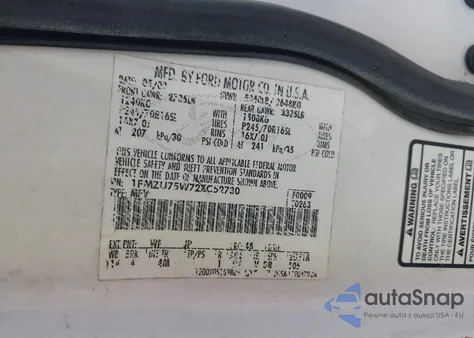 2002 Ford Explorer Limited from USA, damaged, VIN 1FMZU75W72ZC52730